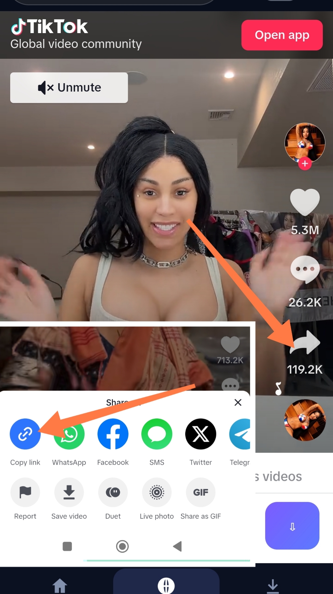 TikTok download workflow in Video Tube Lite screenshot 1